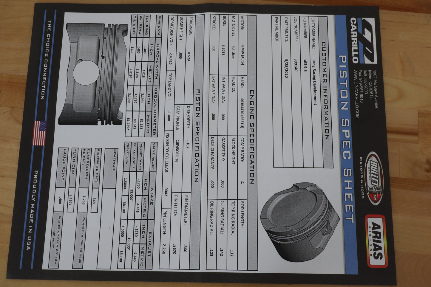 BMW N74 CP Forged Piston Set - Sleeved Block