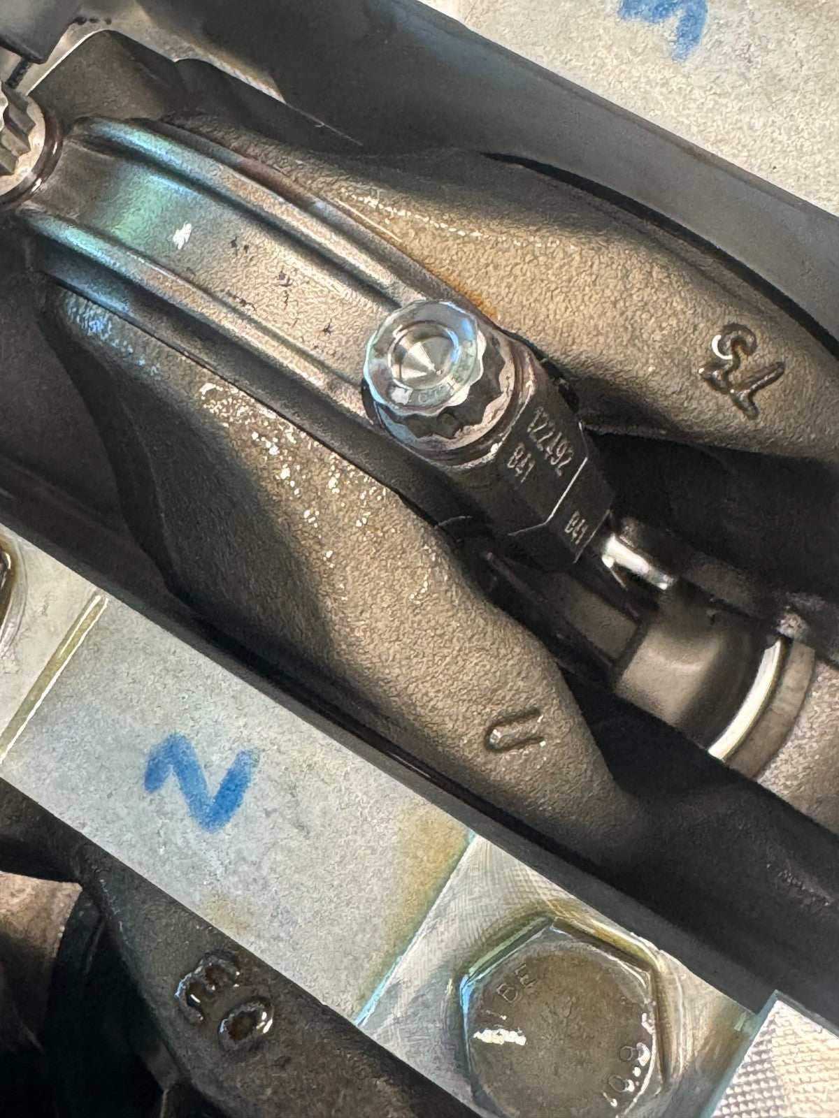 Connecting rod cap, close-up