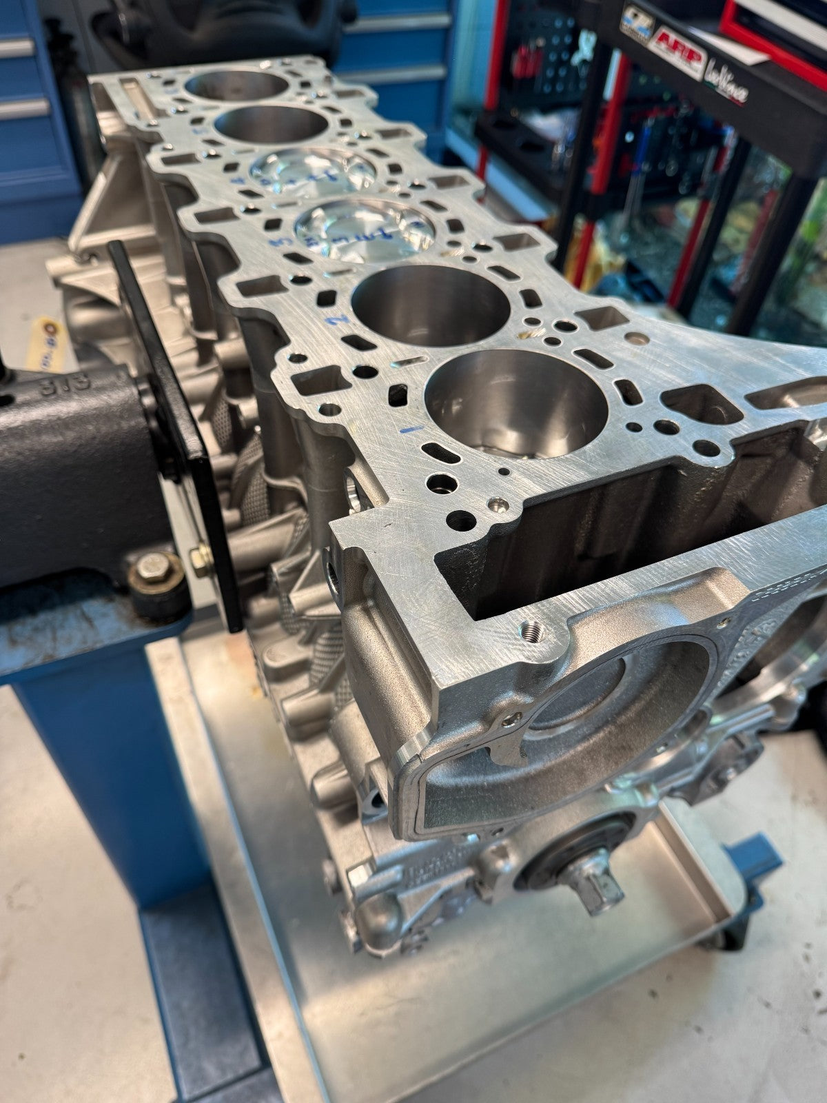 BMW S55 short block on the engine stand