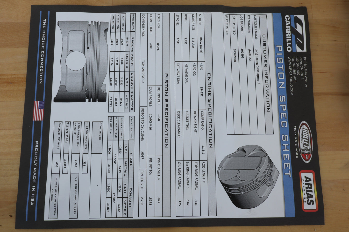 CP Forged Piston Set (BMW S54)